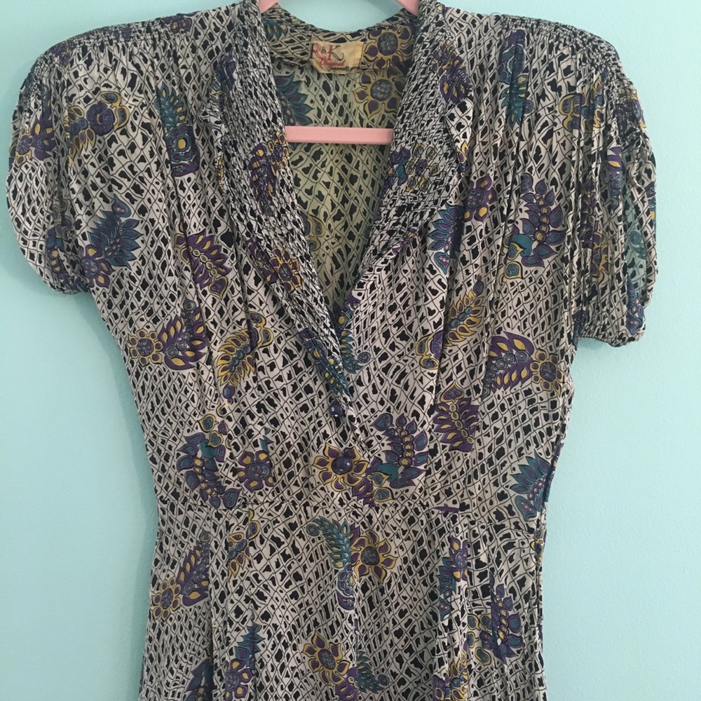40s r&k originals novelty print rayon dress